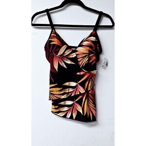 NWT CARIBBEAN JOE Orange Adjustable Straps Asymmetrical Women Bikini Top $59